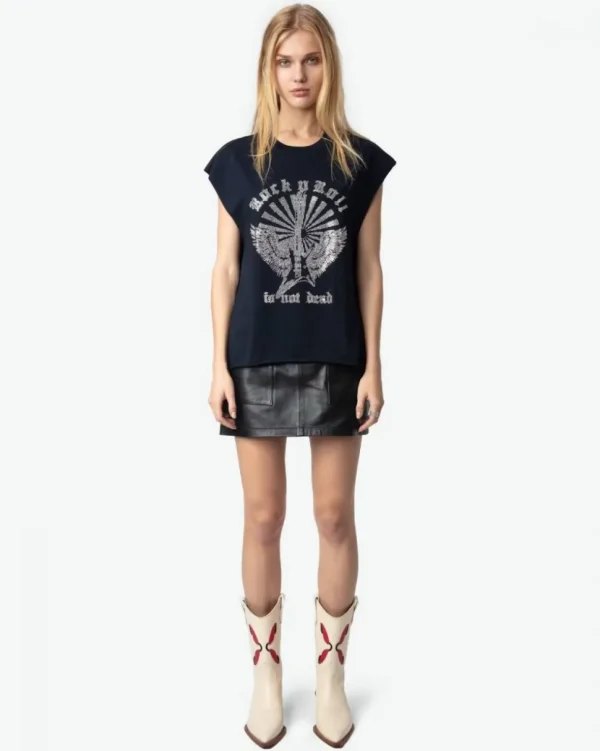 CAMISETA CLOE GUITAR WINGS STRASS ZADIG & VOLTAIRE