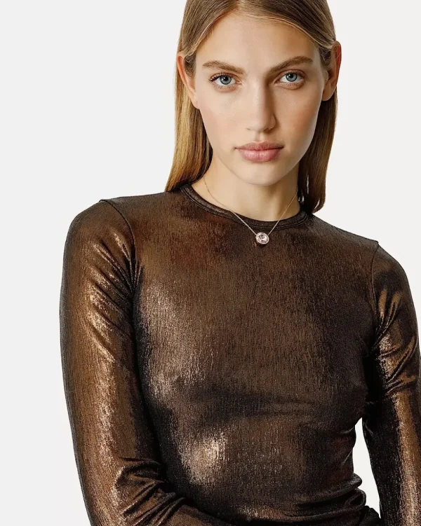 CAMISETA DE CUELLO REDONDO EN JERSEY JACQUARD LAMÉ FORTE_FORTE