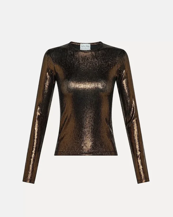 CAMISETA DE CUELLO REDONDO EN JERSEY JACQUARD LAMÉ FORTE_FORTE