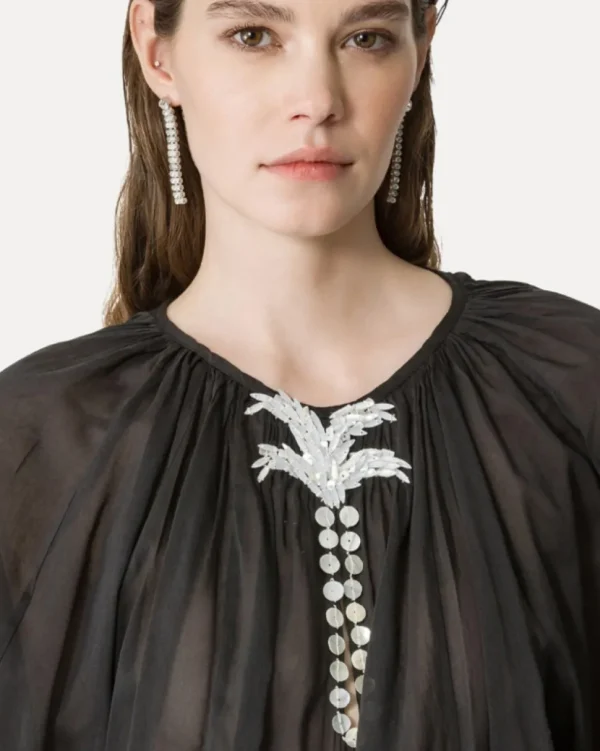 "PEARL SUITE"EMBROIDERY VOILE BOHEMIAN SHIRT FORTE_FORTE