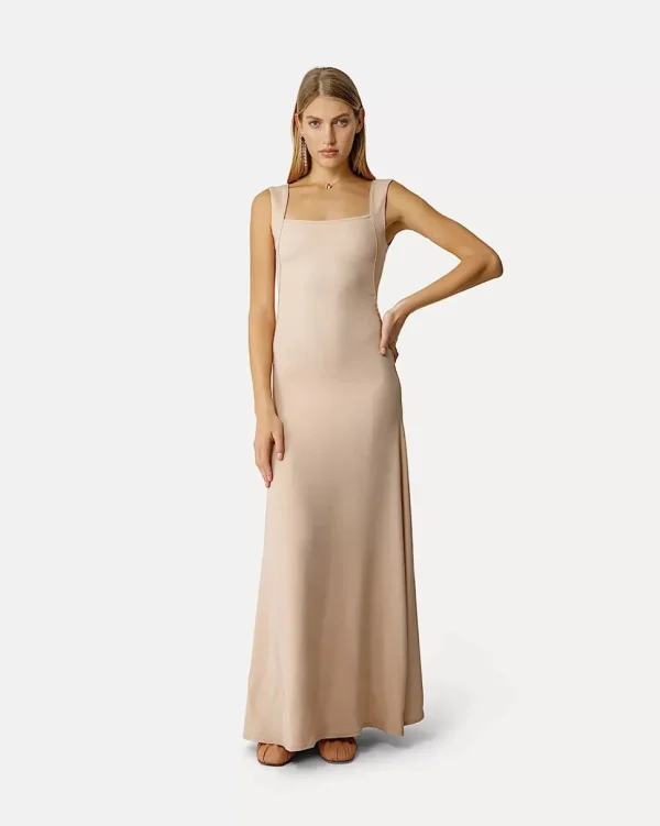 VESTIDO STRETCH CREPE CADY LONG FORTE_FORTE